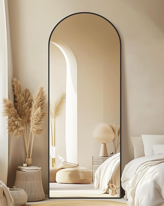 Floor Mirror, 64"×21" Full Length Mirror with Stand for Bedroom Living Room, Black