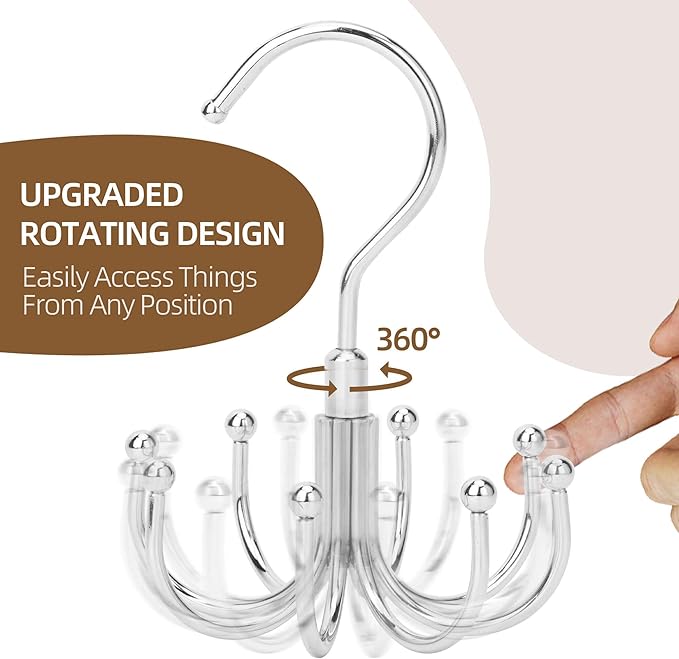 ZEDODIER Tank Top Hanger, 2 Pack Rotatable Bra Organzier for Closet, Max 48 Storage Capacity Sport Bras Holder, Metal Space Saving Closet Organizers and Storage, Silver