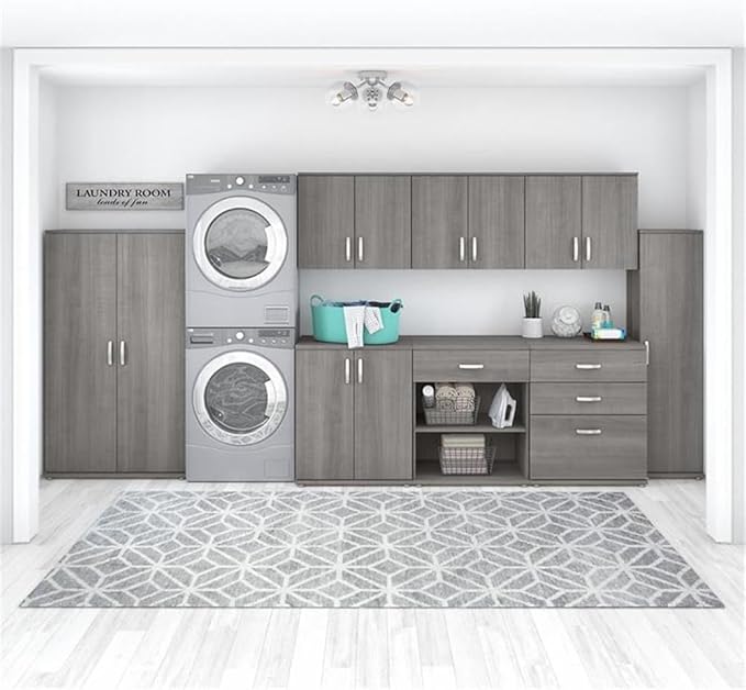 Bush Business Furniture Universal Tall Storage Cabinet with Doors and Shelves in Platinum Gray | Large Storage Unit for Home Office or Commercial Space