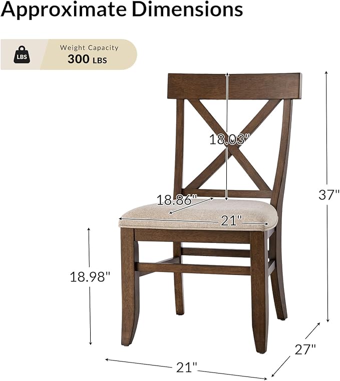 Wood Dining Chairs Set of 2, Modern Farmhouse Kitchen Dining Room Chair, Upholstered Dinner Chair with Back Wood Legs for Restaura, Cofe and Hotel Walnut