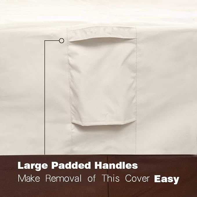 Vailge Waterproof Patio Furniture Set Cover with Padded Handles, Patio/Outdoor Table Cover, Patio/Outdoor Dining Square Table Chairs Cover(Large,Beige & Brown)