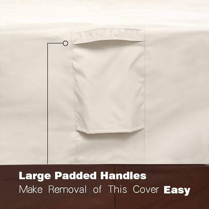 Vailge Waterproof Patio Furniture Set Cover with Padded Handles, Patio/Outdoor Table Cover, Patio/Outdoor Dining Rectangular Table Chairs Cover Small,Beige & Brown