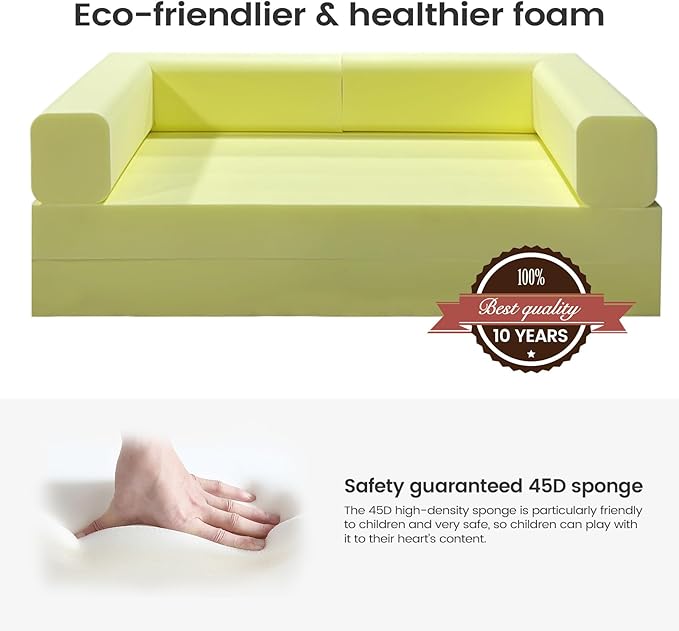 Folding Sofa Bed Convertable Corduroy Couch King Size Floor Sleeper 4-in-1 DIY Combination sofabed Fold Out Futon Lounge Comfy Foldable couches cama for Living Room (Green, 80.15")