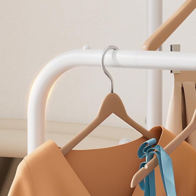 SINGAYE Clothing Rack Garment Coat Racks Drying Metal Freestanding for Hanging Clothes Portable With Wheels Closet for Laundry Bedroom White