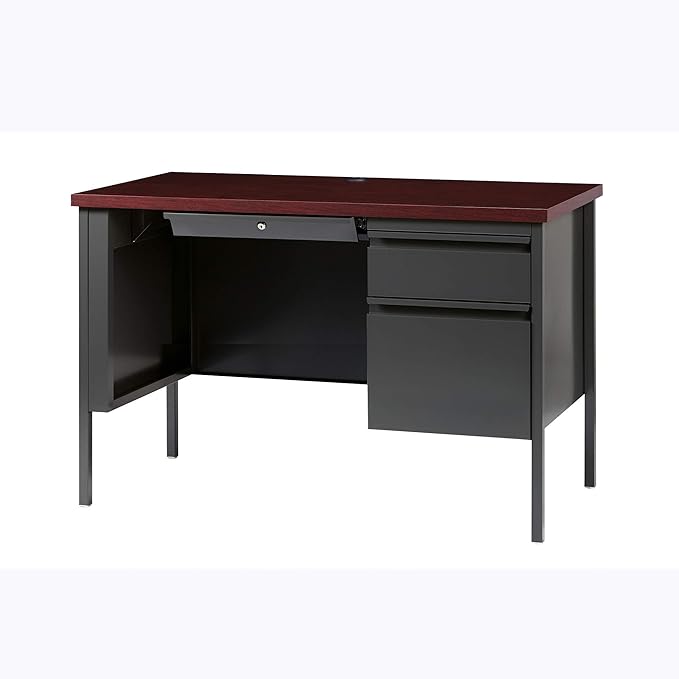 Lorell Fortress Series Mahogany Laminate Top Desk