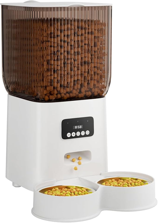 Automatic Cat Feeder, 5L Timed Cat Food Dispenser with Desiccant Bag Dual Power Supply, Automatic Pet Feeder for Small Dogs and Cats Indoor(Botton)