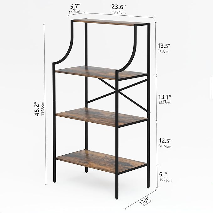 Console Table, entryway Table 4-Tier Sofa Table with Storage Shelves, Couch Table Behind Sofa,Standing Bakers Rack