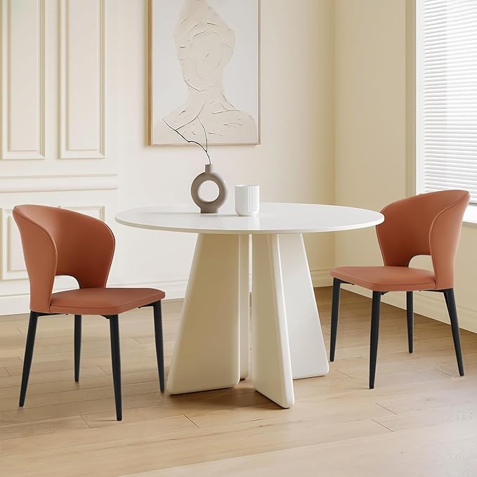 Homcosan Dining Chairs Set of 2, Modern Kitchen Chairs with Cross Structure & Exquisite Piping Design, Easy Assembly, Faux Leather Dining Room Chairs for Living Room Lounge, Bedroom, Brown