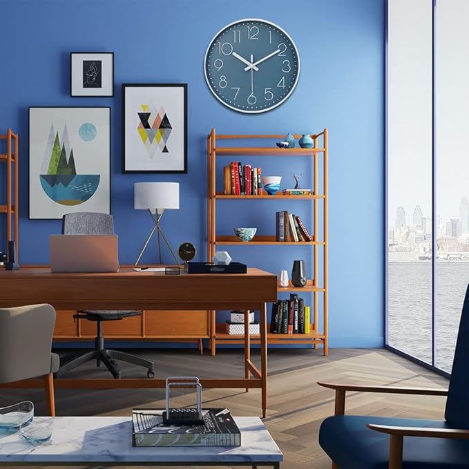 jomparis Large Wall Clock Decor for Pool Patio Home Bedroom Living Room (Blue 13.5 Inch)