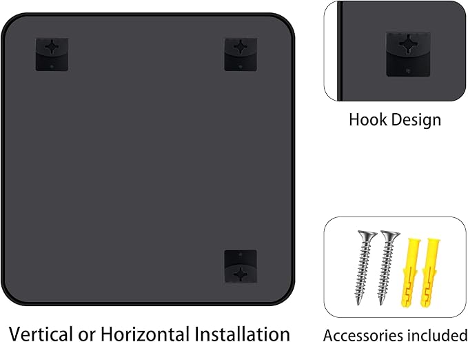 FORBATH Bathroom Mirror for Over Sink 24x24 Inch Black, Square Wall Mirror with Metal Frame, Rounded Corners for Bathroom, Bedroom, Entryway Décor