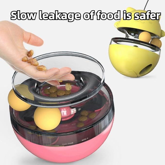 Rabbit Treat Puzzle, Rabbit Treat Dispenser Toy, Tumbler Interactive Ball Bunny Feeder, Bunny Food Ball Snacks Temptations, Food Puzzle Toys for Cats (Yellow)
