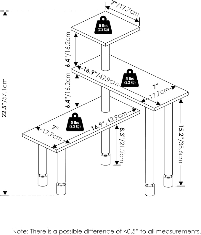 Furinno Turn-N-Tube Kitchen Countertop Organizer, 3-Tier Corner Countertop Organizer Shelf, Corner Shelf, for Kitchen, Pantry, Organizers and Storage, Amber Pine