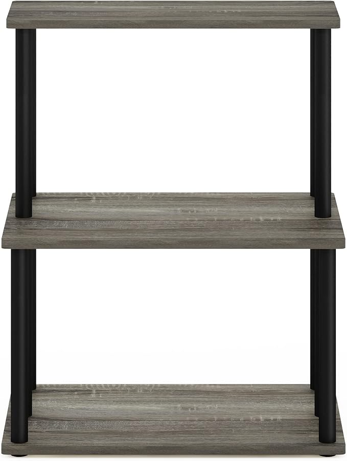 Furinno Turn-N-Tube 3-Tier Toolless Kitchen Storage Shelf, French Oak Grey/Black