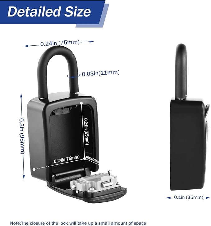 Iron Lock® Key Lock Box Portable with U-Shackle – Small Waterproof Heavy-Duty Metal Safe with 4-Digit Combination for Spare Keys Outside on Door Knob, Fence, or Gate (Black, Small)
