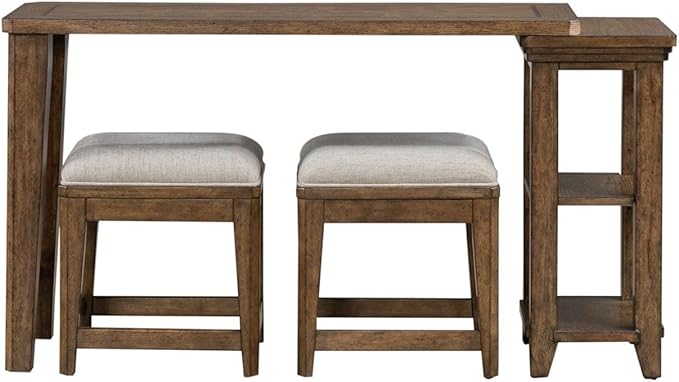 Liberty Furniture Carolina Park Alt 3 Piece Set for Living Room - Console Table, 2 Stools - Amber Brown Oak