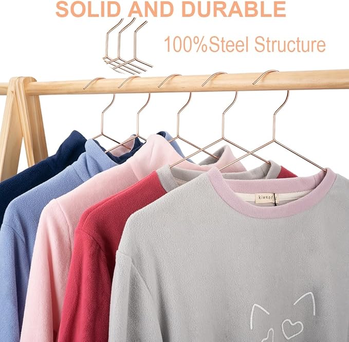 16.5" Rose Gold Copper Clothes Hangers - 10 Pack,Heavy Duty Strong Metal Hanger for Storage Display Sling Organization of Coat Shirts Dresses Jacket Elegant Standard Suit Accessory