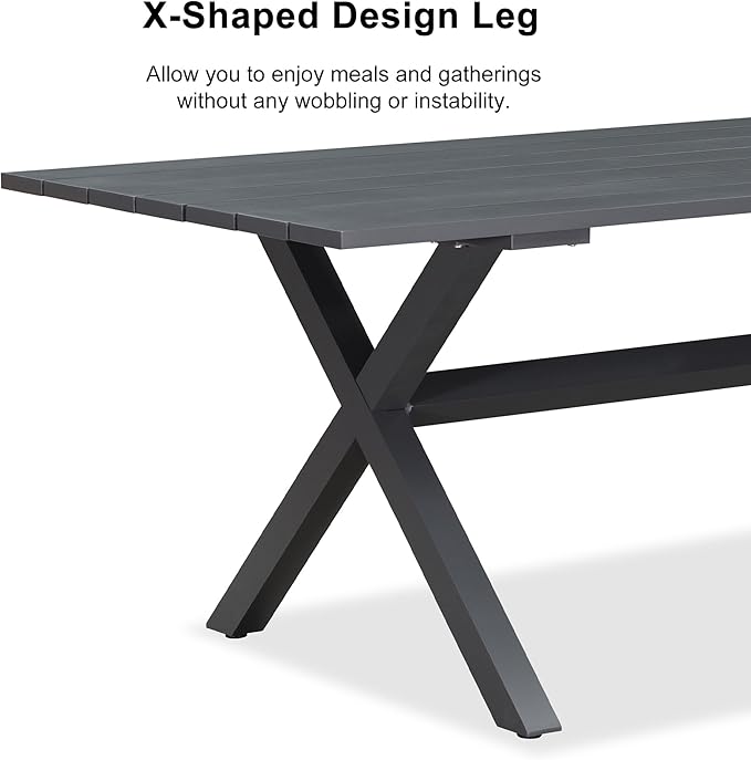 PURPLE LEAF 5 Pieces Outdoor Dining Set All-Weather PE Rattan Outdoor Patio Furniture Set with All Aluminum Frame Rectangular Table and Chairs Set for Lawn Garden Backyard Deck, Grey