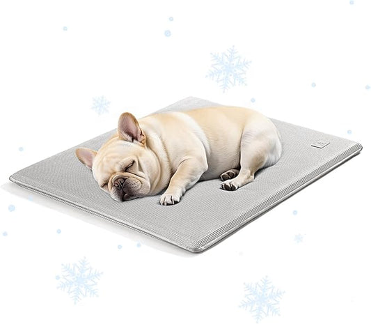 Dog Cooling Mat Breathable Anti-Slip Pet Bed Pad for Crates & Kennels Washable and Comfortable（Grey 36×23×1.2 inches）