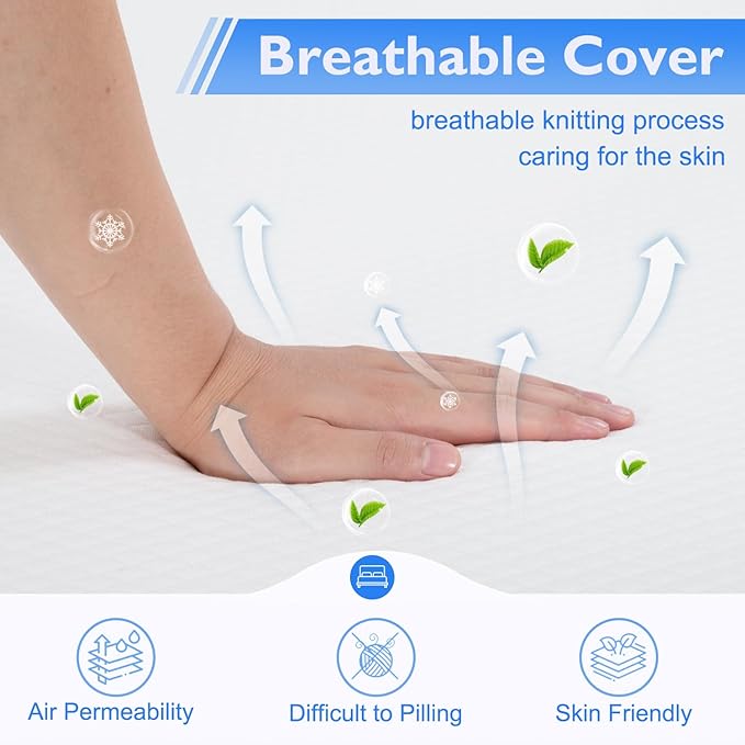 FDW | 8 Inch King Mattress | Medium Firm | Gel Memory Foam Mattress | White | Bed in a Box, CertiPUR-US Certified | Pressure Relief, Cooling Ventilated Foam | Washable Removable Cover