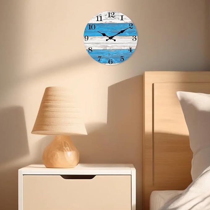 XNM Decorative Wall Clocks Battery Operated 16 Inches or Larger Nautical Clocks Wall Wood Office Wall Clock Silent Non Ticking(No Solid Wood, It is with MDF Material)
