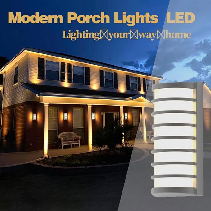 Sytmhoe Modern Outdoor Wall Lights 2Packs, 3000k Warm White LED Exterior Light Fixtures,Wall Mounted Lamps,Matte Black Porch&Patio Light,IP65 Waterproof for Hallway Stairs Gardens(2packs)