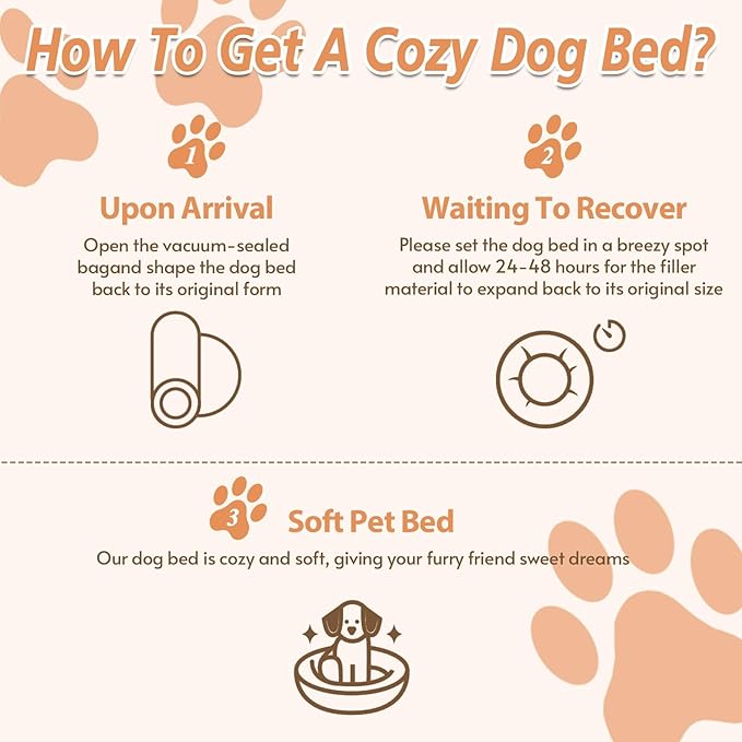 JOLLYVOGUE Calming Dog & Cat Bed for Small Dogs, Anti-Anxiety Donut Cuddler Cozy Soft Round Bed with Anti-Slip Bottom, Fluffy Faux Fur Plush Cushion Beds for Small Medium Pets (23")