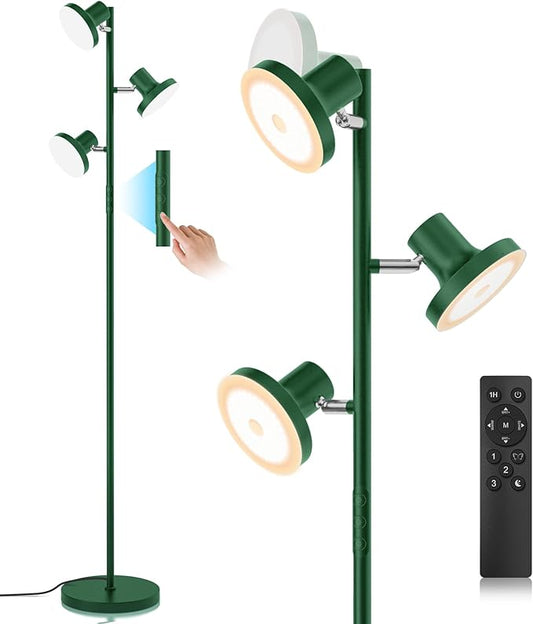 36W LED Tree Floor Lamp, Modern Dimmable Standing Lamp with Remote & Touch Control, 4 Color Temperatures, 3 Rotatable LED Light Floor Lamps for Living Room, Bedroom, Office