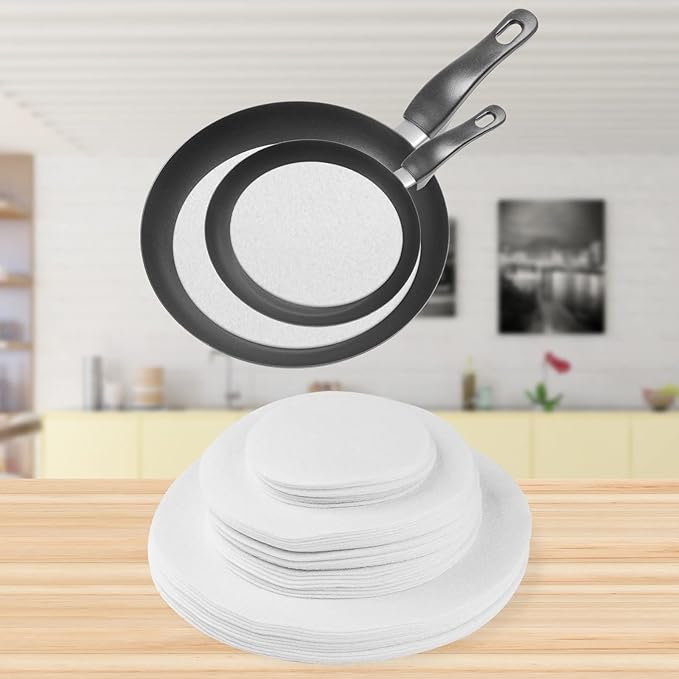 96 Pack Felt Plate Dividers Protectors, Thick Felt Round Plate Separators Pads China Dish Storage Protectors Pads with 3 Sizes for Packing Stacking Porcelain Cookware, White