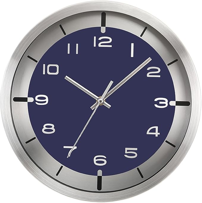 Silent Wall Clock Decorative,Analog Stainless Steel Wall Clock Battery Operated