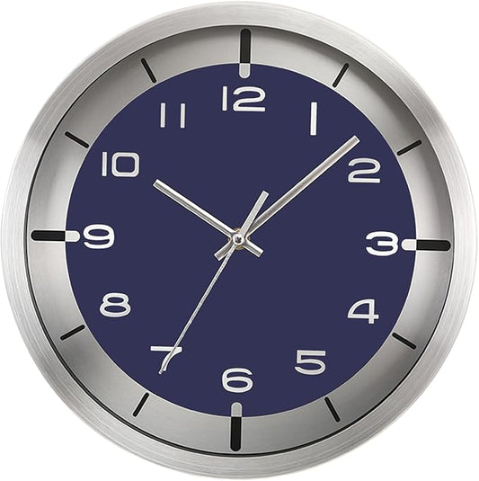 Silent Wall Clock Decorative,Analog Stainless Steel Wall Clock Battery Operated