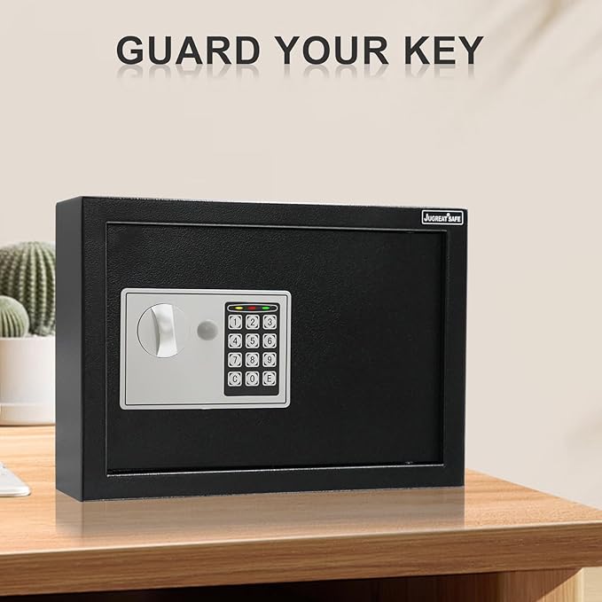 JUGREAT 60 Keys Cabinet with Sensor Light,Electronic Key Safe,Pin Code Keyless Storage Box for Keys,Secure Wall Mount Safe with 60 Key Tags