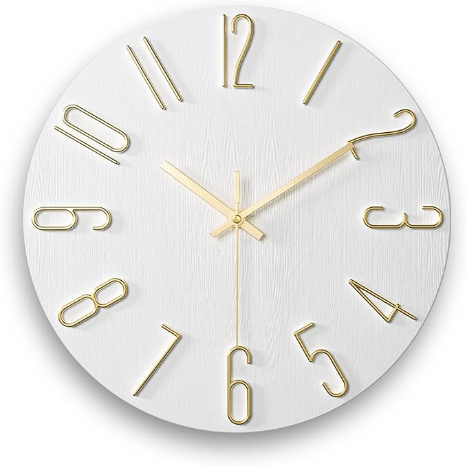 Wall Clock, Silent Clock, Wall Clocks Battery Operated， 12 inch Modern Wall Clock, Suitable for Offices, Living Rooms, Kitchens, Homes, Schools (White)