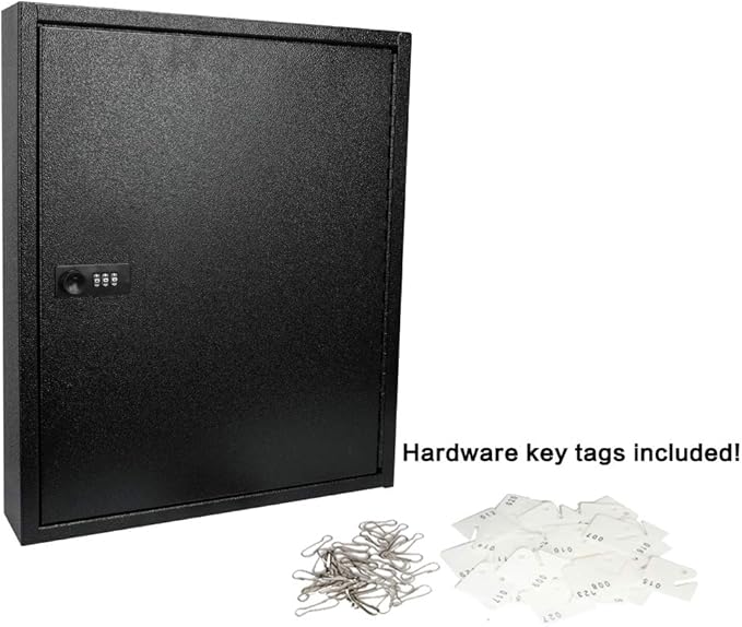 KYODOLED 100Keys Key Cabinet Organizer, Key Lock Box Wall Mount with Code, Large Keys Storage Combination Lock Box for Home, Office, Business Management,17"x 12.99" x 3.26" (Black,100 Key)