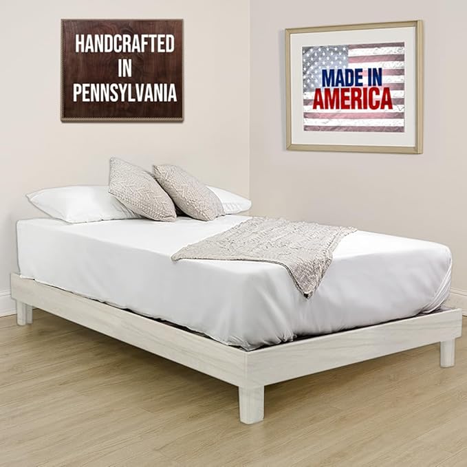 Solid Hardwood Platform Bed Frame with Slats, Quality Crafted in Pennsylvania, USA from Poplar by Mennonite Artisans, No Box Spring Needed, Easy Assembly