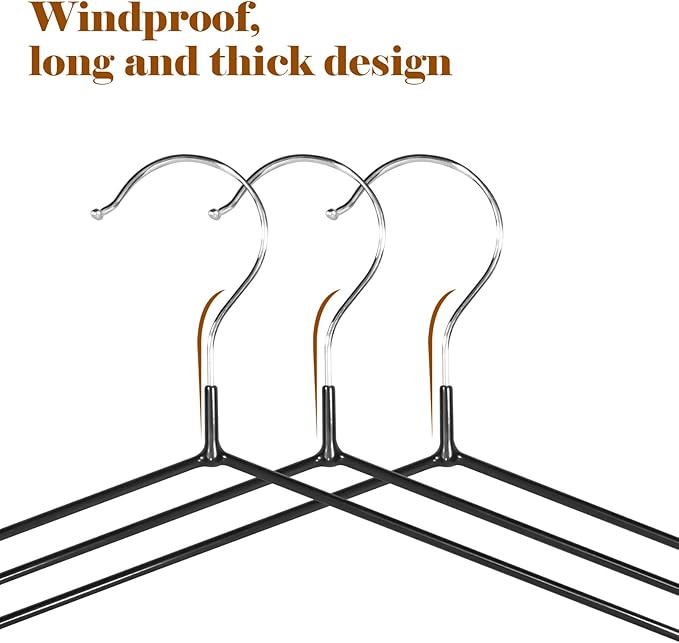 Clothes Hangers, 20Pack,Black Metal Hangers,15.7'W Space-Saving Shirt Hanger,Non-Slip Heavy Duty Hanger with Deep Shoulder Notches for Dress and Camisole