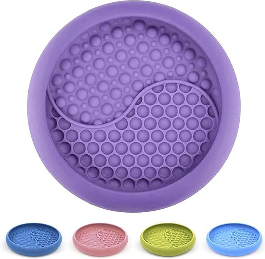Dog Lick Bowl, Non-Slip Dog Slow Feeder Licking Mat Treat Dispenser, Interactive and Enrichment Toys, Boredom & Anxiety Reducer, BPA Free Silicone (Purple, Large)