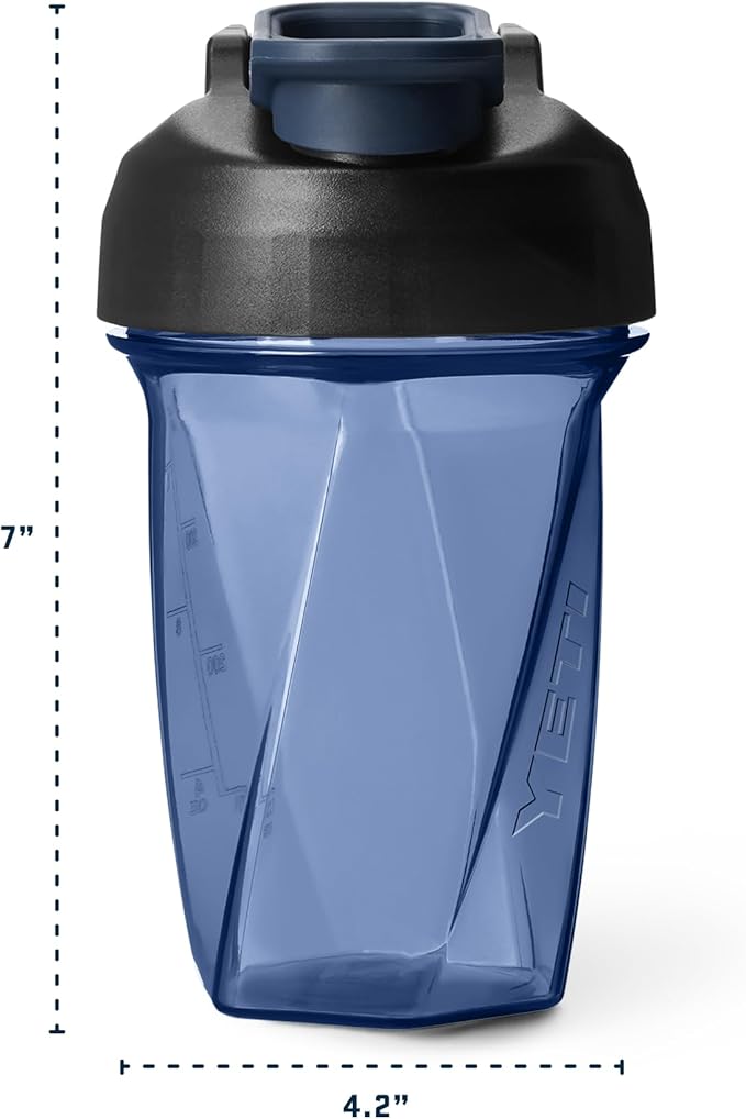 YETI Yonder Helimix Vortex Blender Shaker Bottle Holds up to 20oz | No Blending Ball or Whisk | USA Made | Portable Pre Workout Whey Protein Drink Shaker Cup | Dishwasher Safe, Navy
