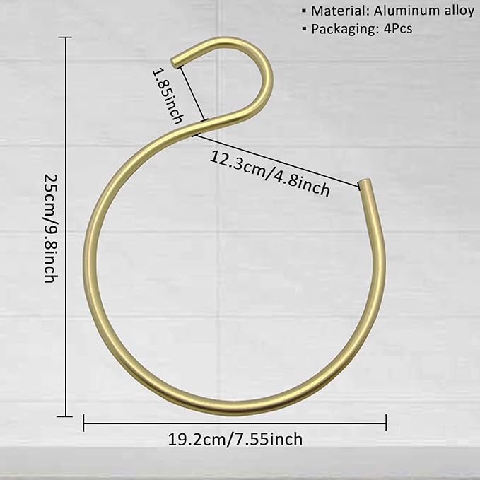 4Pcs Gold Scarf Ring Hangers,Hat Hooks for Baseball Caps,Hanger Space Belt Rack,Multi-Purpose Circle Storage Hook,for Ties,Belts,Scarves,Shawls