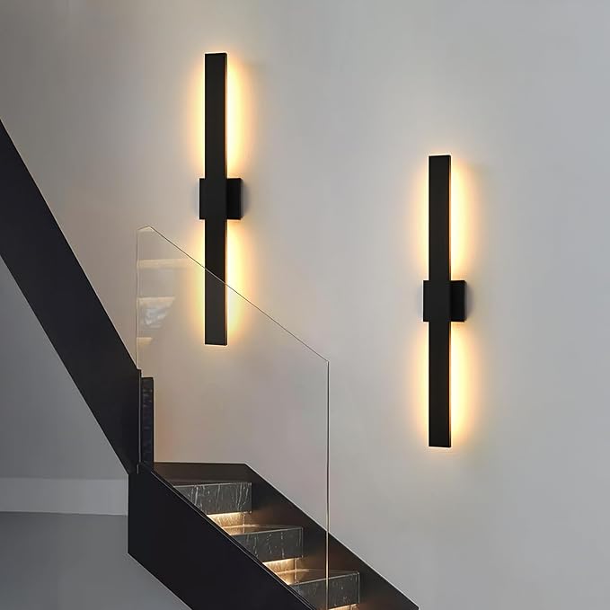 Upgraded 34in Black Long Modern LED Outdoor Wall Lights 3000K 4000K 5000K Dimmable Exterior Wall Sconce Outside Light fixtures for House Garage Front Door