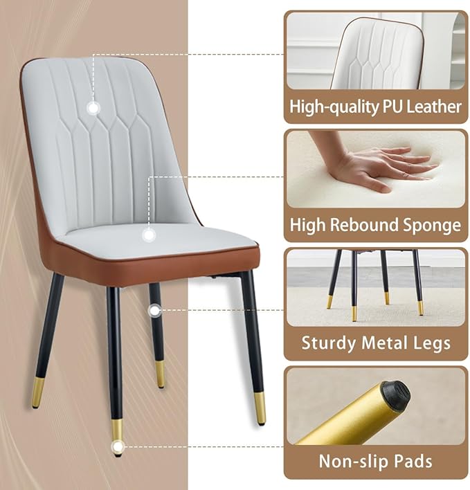 Small Dining Table Set for 4, 50'' Sintered Stone Table, Easy to Assemble, Suitable for Small Spaces