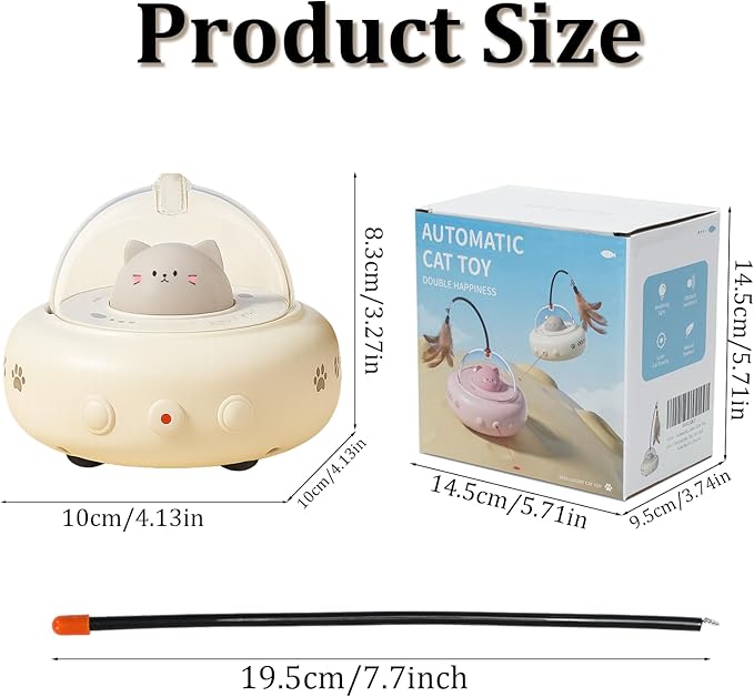 Laser Cat Toy, 3 in 1 Interactive Toy for Cats, Rechargeable Wand and Chasing Interactive Pet Toy for Bored Indoor Cats Kittens 3 Extra Replaceable Teaser Wand Heads