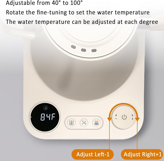 Gooseneck electric kettle,Auto Boil Detection, with Variable Temperature Control, Stainless Steel Inner, Ultra-Quiet 304 Stainless Steel,1200W Quick Heating, for Coffee, Tea & Milk, 0.9L