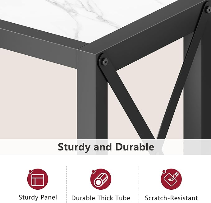 Tajsoon Console Table 41.8”, 2-Tier Entryway Table, Narrow Sofa Table with Shelves, Entrance Table for Hallway, Entryway, Living Room, Foyer, Corridor, Office, Black & White