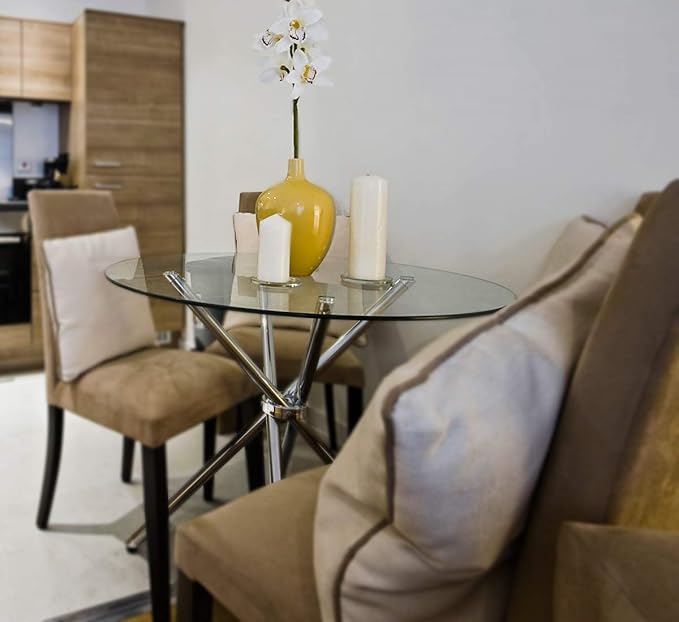 48" Inch Round Glass Table Top 1/4" Thick Flat Polish Edge Tempered by Fab Glass and Mirror