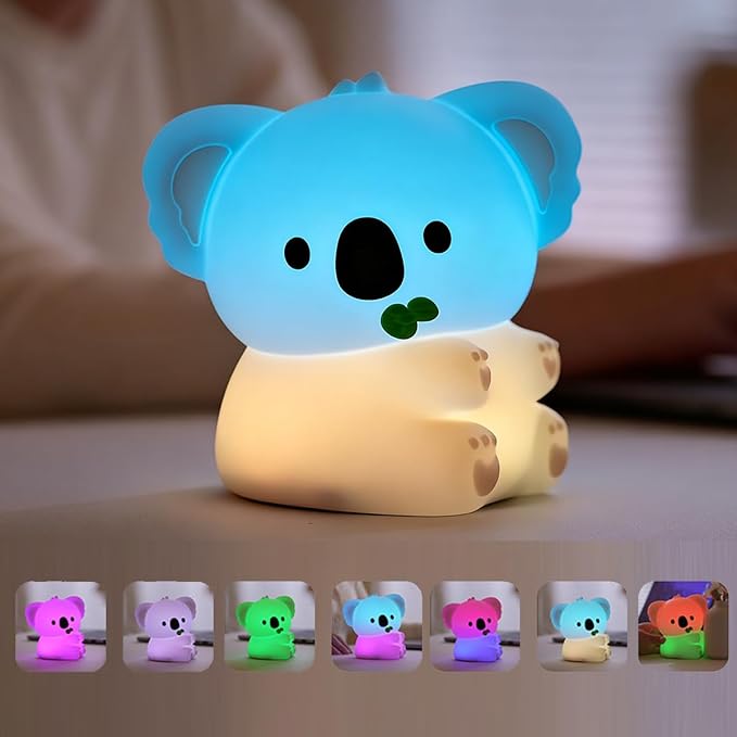 Koala Night Light for Adults Kids,Dimmable Bedside Lamp,Touch Control Night Lamp with 7 Colors 30Min Timer,Used for Camping Party Room Decor Thanksgiving Day Halloween Christmas Birthday Gifts