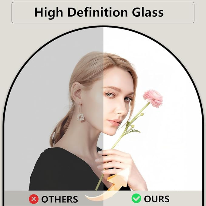 Large Full Length Mirror, 30"x71" Arched Floor Mirror Full Length with Stand, Room Decor Big Full Body Mirror with HD Tempered Glass Aluminum Frame for Bedroom Living Room, Black