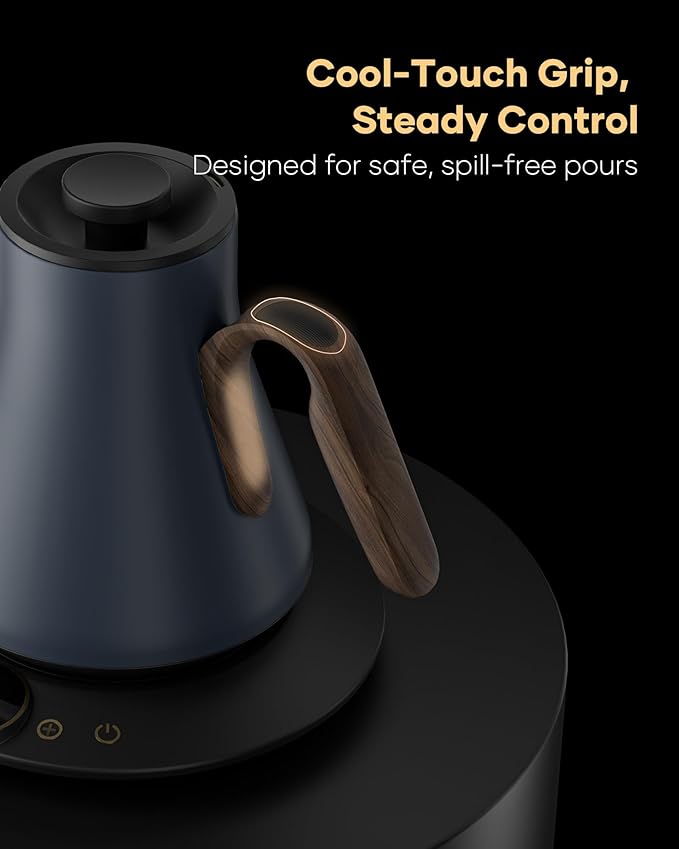 Cocinare FLOW B9 Gooseneck Electric Kettle, Precise Temperature Control for Pour-Over Coffee & Tea Brewing, Stainless Steel Interior, Rapid Heating for Boiling Water 1500W/0.9L (Picasso Blue)