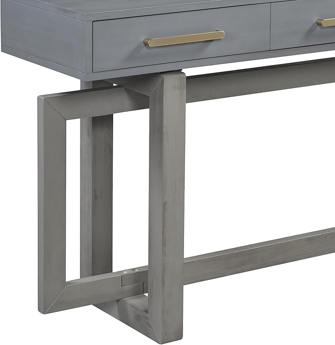 Contemporary Modern Entryway Console Table 57-Inch Extra Long Entry Sofa Table with Storage Drawers for Living Room Hallway, Antique Gray
