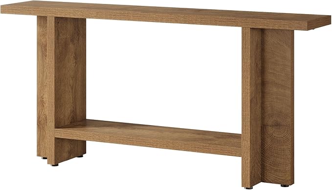 Tribesigns 59" Farmhouse Entryway Console Table, 2-Tier Narrow Long Couch Table Behind Sofa for Living Room, Hallway, Entrance, Foyer