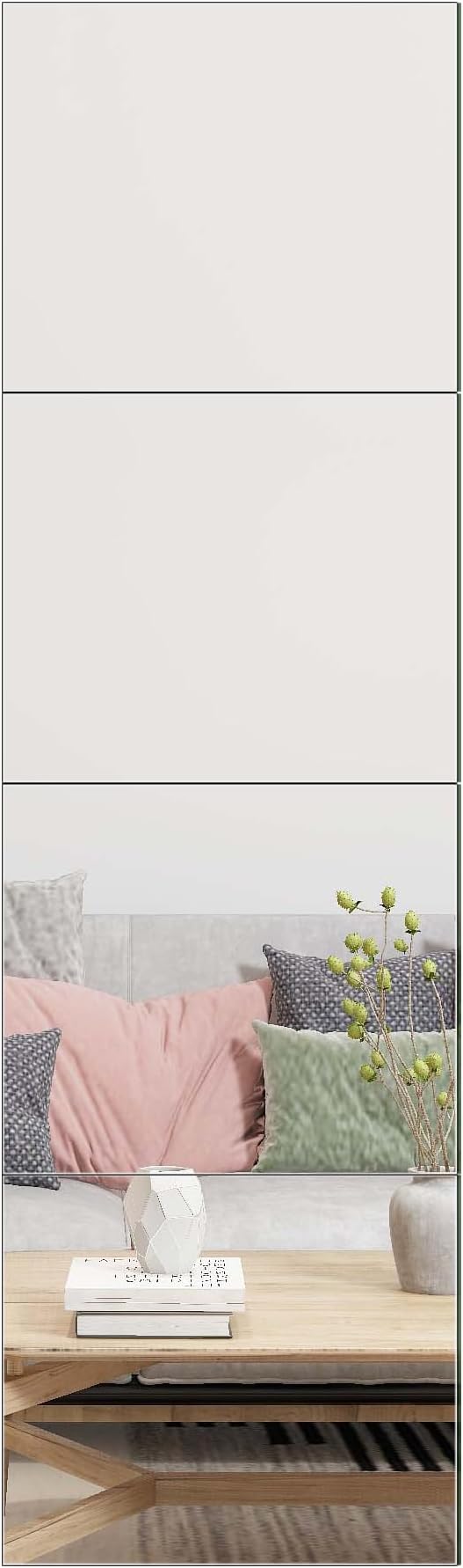 Ruomeng Full Length Wall Mirror Tiles - 12" x 10" x 4Pcs Frameless Full Body Mirror Tiles Wall Mounted Mirror for Home Gym Vanity Bedroom, Living Room